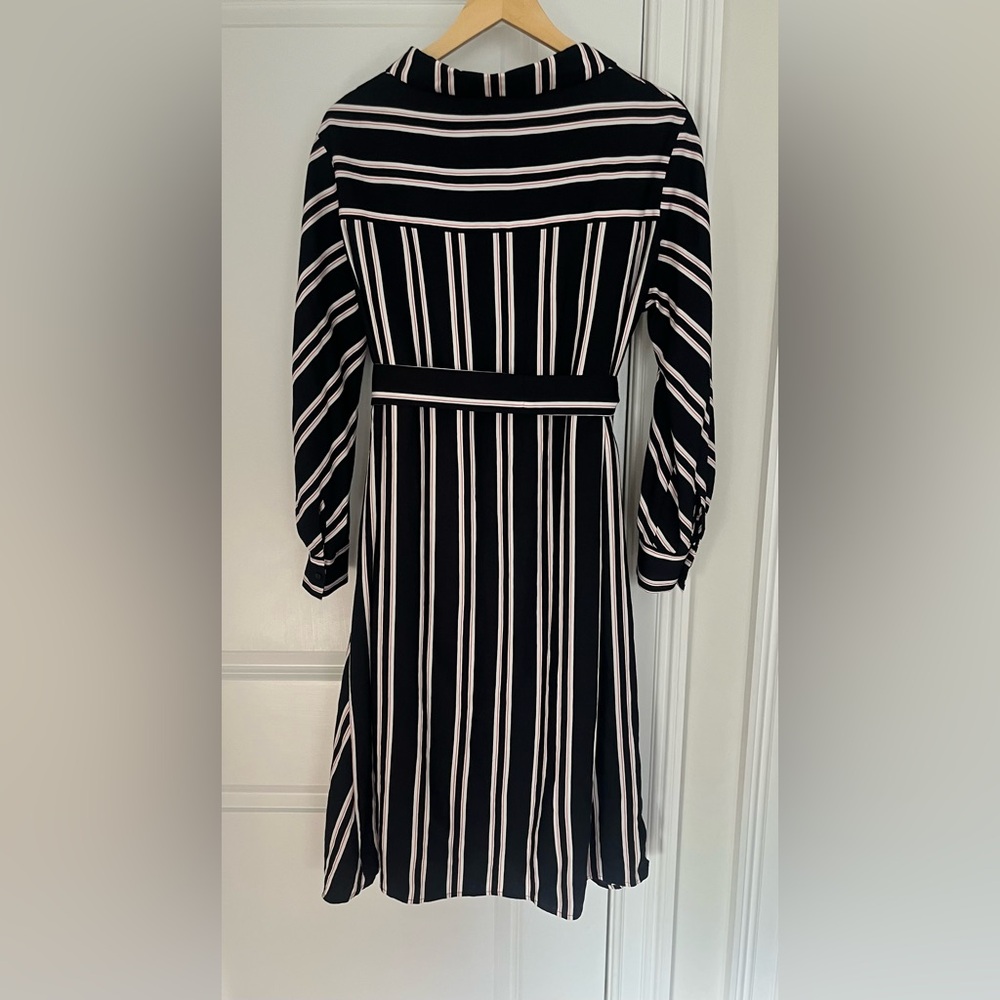 Maje Women's Black Raji Striped Shirt Dress Sz. 2 Dolman sleeves - Picture 7 of 9